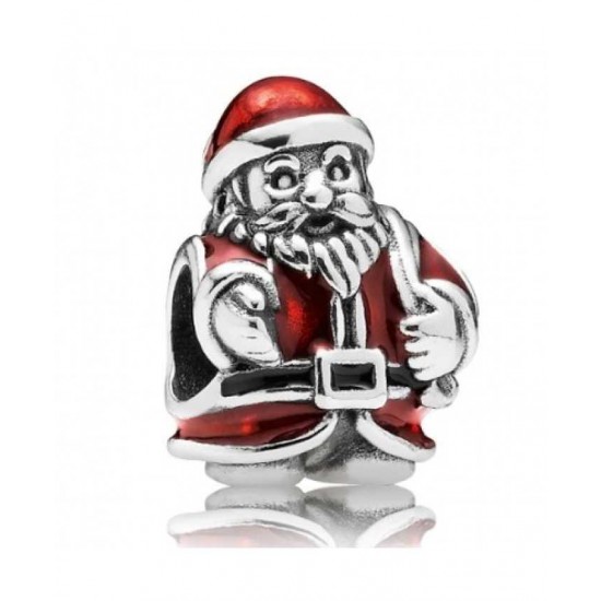 Pandora Bead-Silver Red Enamel Santa