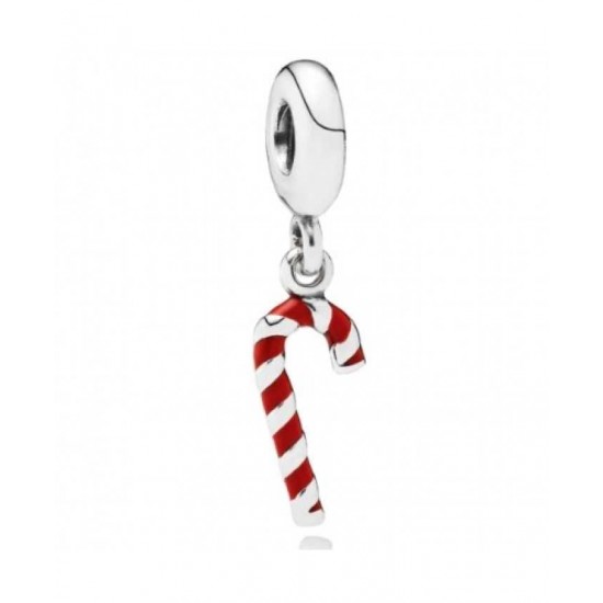 Pandora Charm-Silver Red Enamel Candy Cane Jewelry