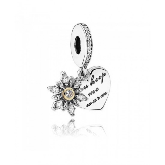 Pandora Charm-Silver 14ct Gold Snowflake Heart