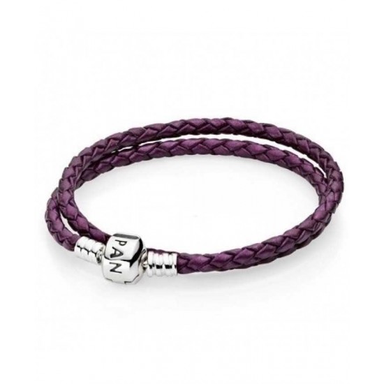 Pandora Bracelet-Silver And Purple Braided