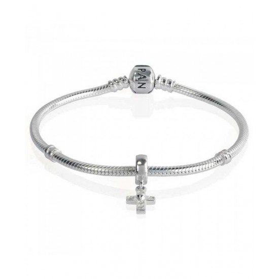 Pandora Bracelet-Silver Cubic Zirconia Cross Complete