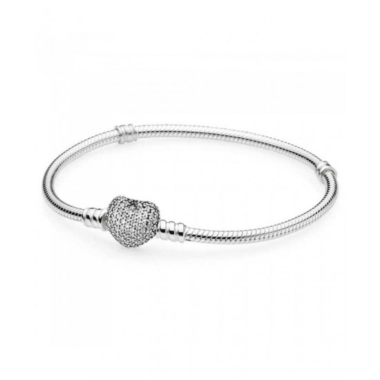 Pandora Bracelet-Silver Pave Heart Moments