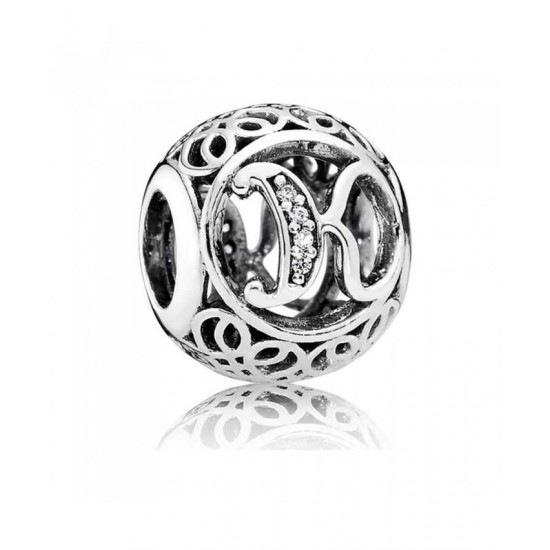 Pandora Charm-Silver Cubic Zirconia Vintage K Swirl