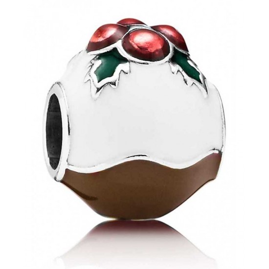 Pandora Charm-Silver Enamel Christmas Pudding