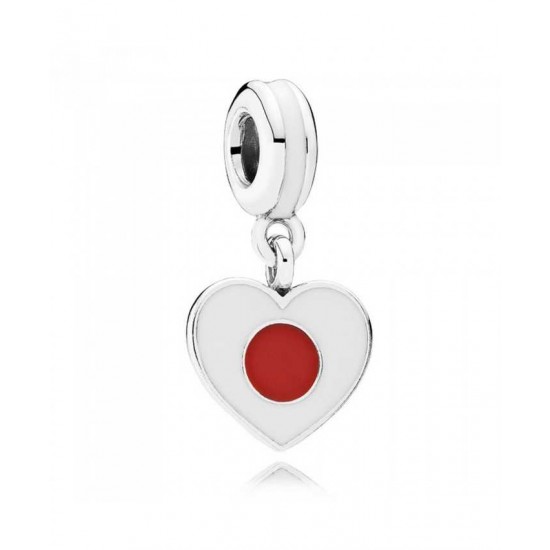 Pandora Charm-Silver Enamel Heart Flag Japan Dropper