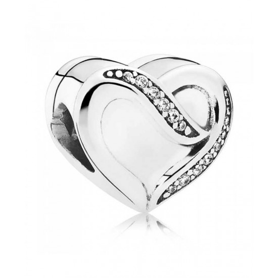 Pandora Charm-Silver Ribbon Of Love Cubic Zirconia