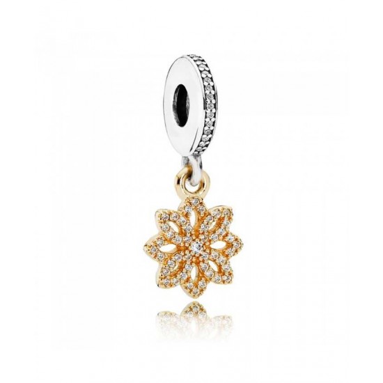 Pandora Charm-Silver 14ct Gold Lace Botanique Jewelry