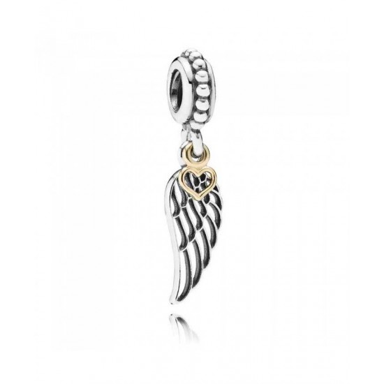 Pandora Charm-Silver 14ct Gold Angel Wing Dropper