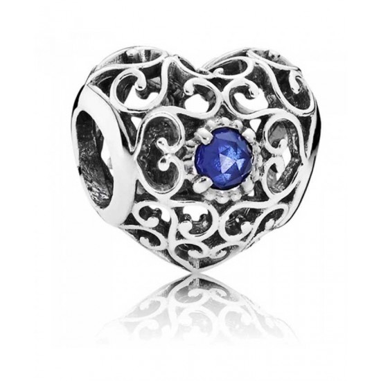 Pandora Charm-Silver September Birthstone Signature Heart