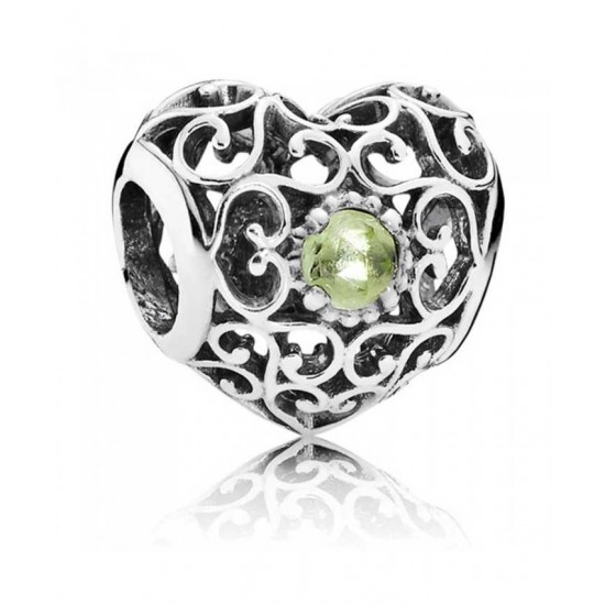 Pandora Charm-Silver August Birthstone Signature Heart