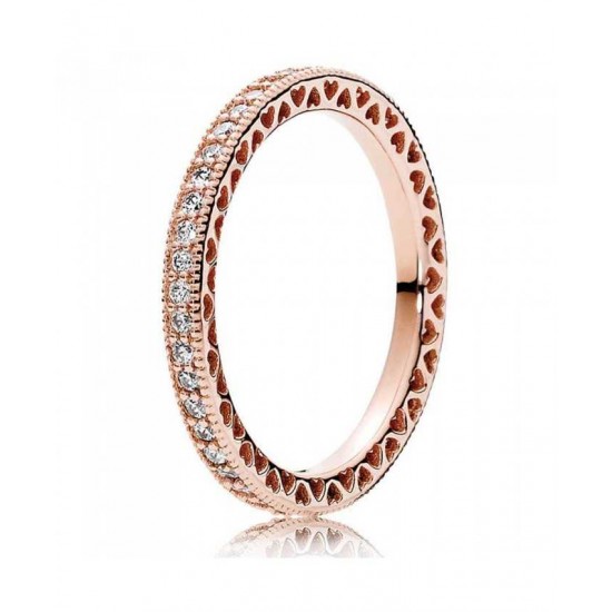 Pandora Ring-Rose Hearts Of Cubic Zirconia Eternity Jewelry