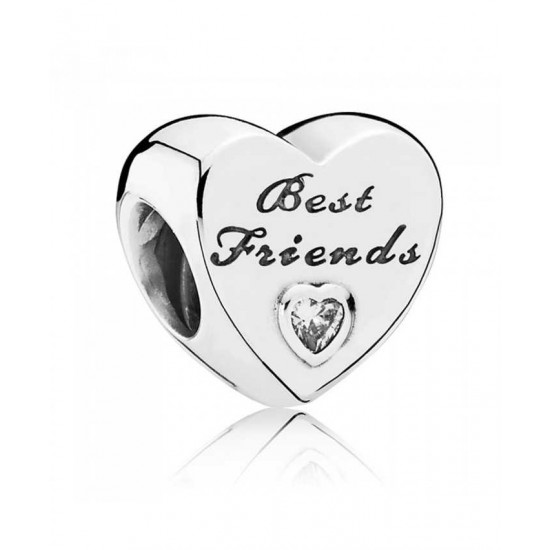 Pandora Charm-Silver Cubic Zirconia Friendship Heart