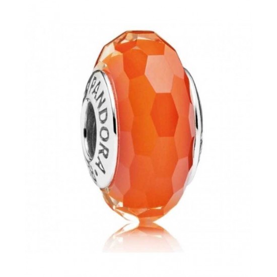 Pandora Charm-Orange Faceted Murano Glass