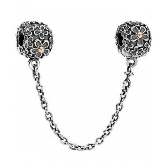 Pandora Safety Chain-14ct Gold And Silver Flower
