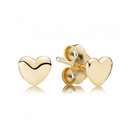 Pandora Earring-14ct Plain Heart Stud