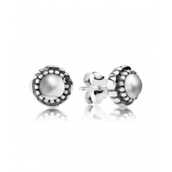 Pandora Earring-Silver April Birthstone Rock Crystal Stud