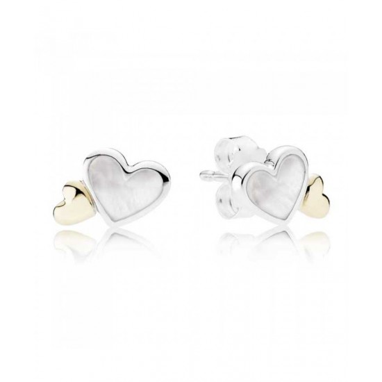 Pandora Earring-Silver 14ct Gold Luminous Hearts