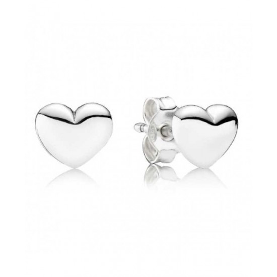 Pandora Earring-Silver Heart Studs