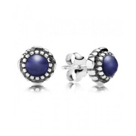 Pandora Earring-Silver September Birthstone Lapis Lazuli Stud