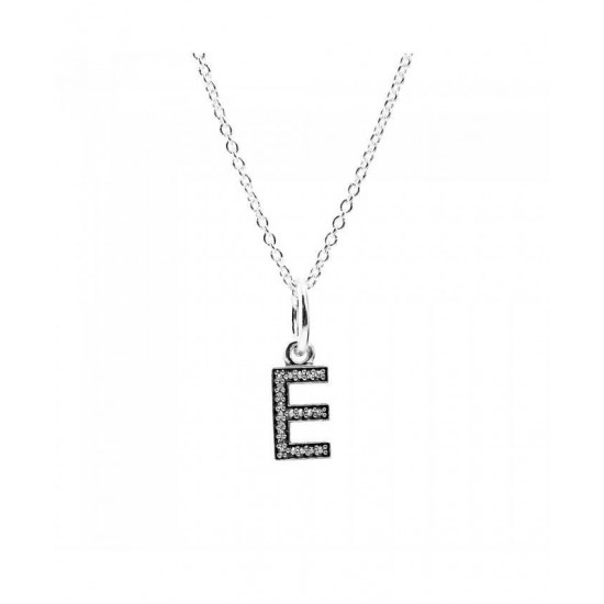 Pandora Necklace-Sparkling Alphabet E