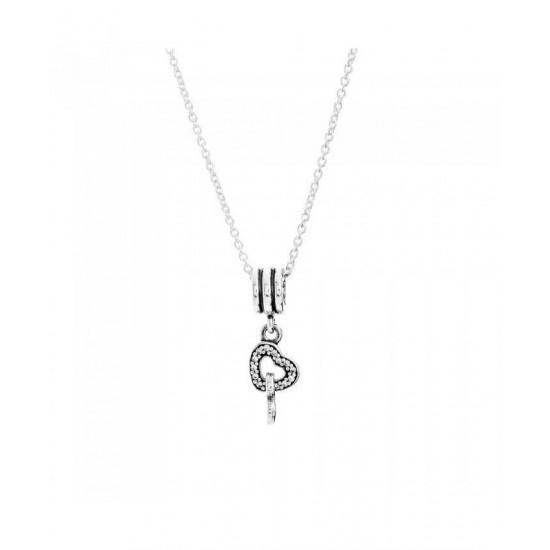 Pandora Necklace-Silver Intertwined Hearts