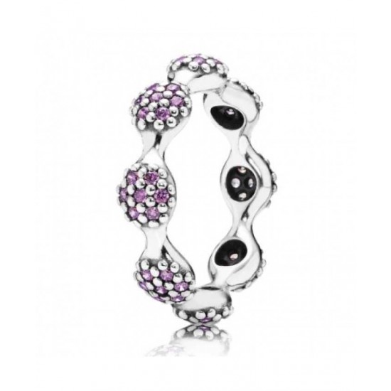 Pandora Ring-Sterling Silver Purple Cubic Zirconia Clusters Band