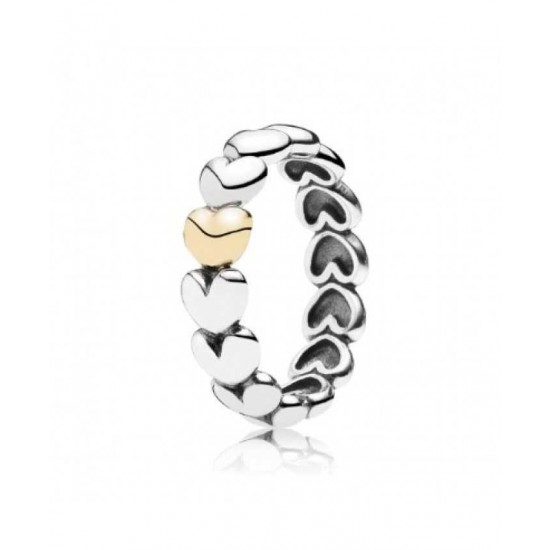 Pandora Ring-Silver And 14ct Gold Heart Band Jewelry
