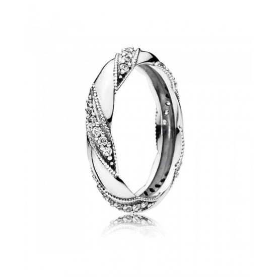 Pandora Ring-Silver Cubic Zirconia Ribbon Of Love Jewelry