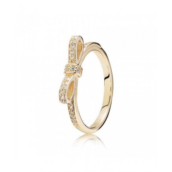 Online Pandora Ring-14ct Gold Delicate Bow Jewelry